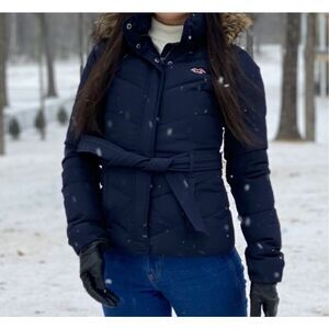 ✨HOLLISTER WOMENS GRANDVIEW DOWN PUFFER NAVY SZ LARGE JACKET✨